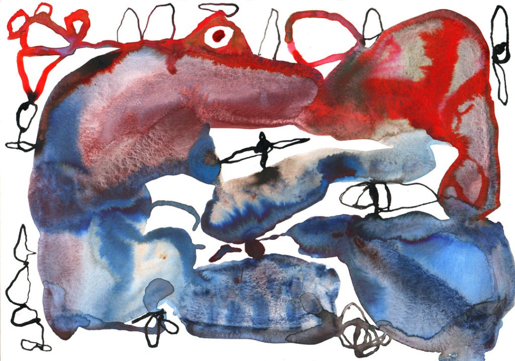 Emma Larsson creating intuitive watercolor paintings